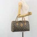SAINT LAURENT Mini Boston Bag PVC Canvas Gray Gold Auth am12267A-23
