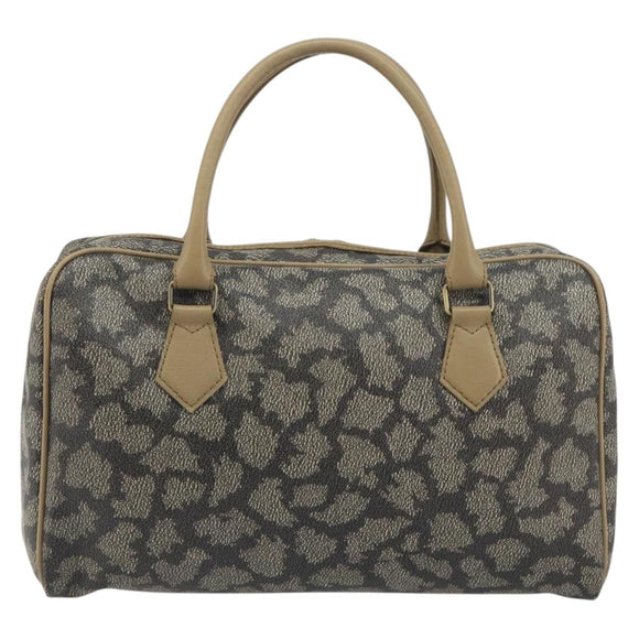 SAINT LAURENT Mini Boston Bag PVC Canvas Gray Gold Auth am12267A