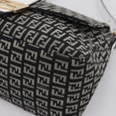 FENDI Zucchino Canvas Mamma Baguette Bag Black Gray Gold Auth am12275SAV-10