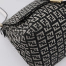 FENDI Zucchino Canvas Mamma Baguette Bag Black Gray Gold Auth am12275SAV-11