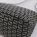 FENDI Zucchino Canvas Mamma Baguette Bag Black Gray Gold Auth am12275SAV-12