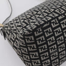 FENDI Zucchino Canvas Mamma Baguette Bag Black Gray Gold Auth am12275SAV-13