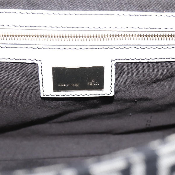 FENDI Zucchino Canvas Mamma Baguette Bag Black Gray Gold Auth am12275SAV
