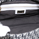 FENDI Zucchino Canvas Mamma Baguette Bag Black Gray Gold Auth am12275SAV-16