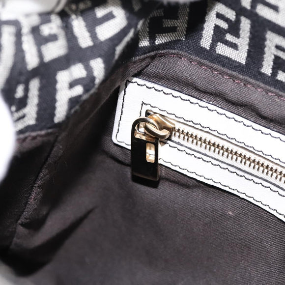 FENDI Zucchino Canvas Mamma Baguette Bag Black Gray Gold Auth am12275SAV