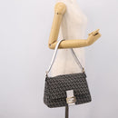 FENDI Zucchino Canvas Mamma Baguette Bag Black Gray Gold Auth am12275SAV-22