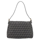 FENDI Zucchino Canvas Mamma Baguette Bag Black Gray Gold Auth am12275SAV-3