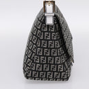FENDI Zucchino Canvas Mamma Baguette Bag Black Gray Gold Auth am12275SAV-4