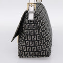 FENDI Zucchino Canvas Mamma Baguette Bag Black Gray Gold Auth am12275SAV-5