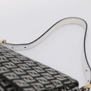 FENDI Zucchino Canvas Mamma Baguette Bag Black Gray Gold Auth am12275SAV-8