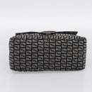 FENDI Zucchino Canvas Mamma Baguette Bag Black Gray Gold Auth am12275SAV-9