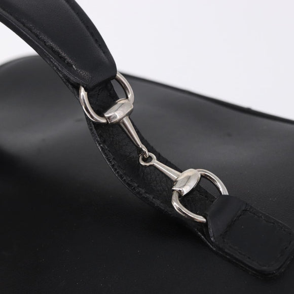 GUCCI Vanity Hand Bag Leather Black Silver 032 1956 0140 Auth am12280