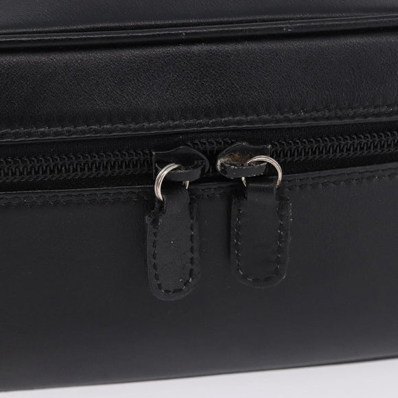 GUCCI Vanity Hand Bag Leather Black Silver 032 1956 0140 Auth am12280