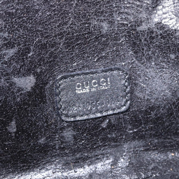 GUCCI Vanity Hand Bag Leather Black Silver 032 1956 0140 Auth am12280