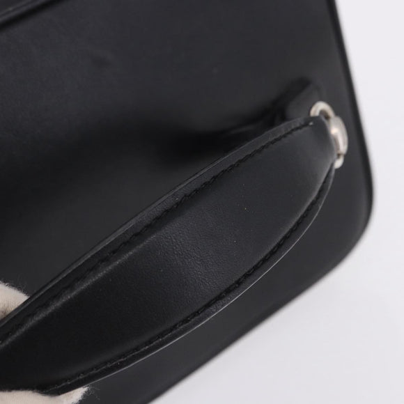 GUCCI Vanity Hand Bag Leather Black Silver 032 1956 0140 Auth am12280