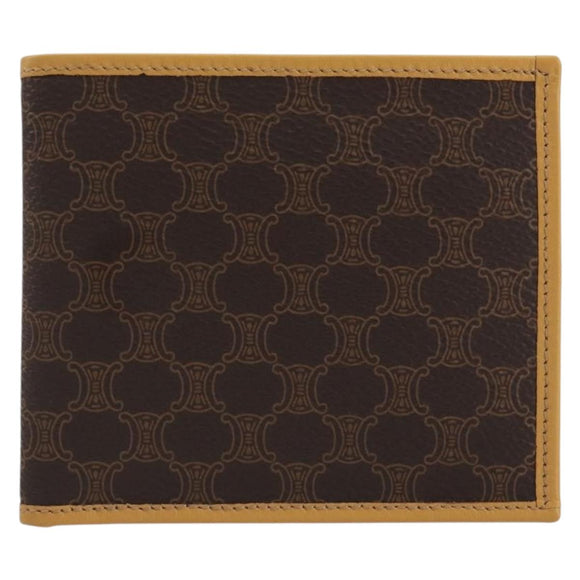 CELINE Macadam Wallet PVC Leather Brown Beige Auth am12282V