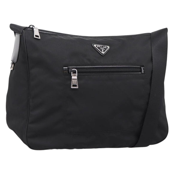 PRADA Shoulder Bag Nylon Black Silver Auth am12283V