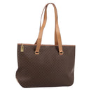 CELINE Macadam Canvas Tote Bag PVC Leather Brown Gold Auth am12286V-1