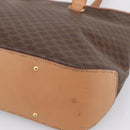 CELINE Macadam Canvas Tote Bag PVC Leather Brown Gold Auth am12286V-10