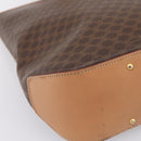 CELINE Macadam Canvas Tote Bag PVC Leather Brown Gold Auth am12286V-11