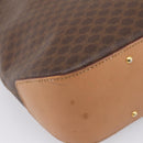CELINE Macadam Canvas Tote Bag PVC Leather Brown Gold Auth am12286V-13