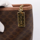 CELINE Macadam Canvas Tote Bag PVC Leather Brown Gold Auth am12286V-14