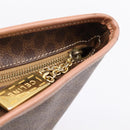 CELINE Macadam Canvas Tote Bag PVC Leather Brown Gold Auth am12286V-15