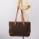 CELINE Macadam Canvas Tote Bag PVC Leather Brown Gold Auth am12286V-24