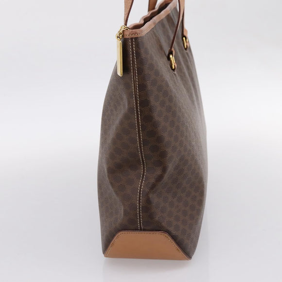 CELINE Macadam Canvas Tote Bag PVC Leather Brown Gold Auth am12286V