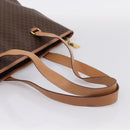 CELINE Macadam Canvas Tote Bag PVC Leather Brown Gold Auth am12286V-7