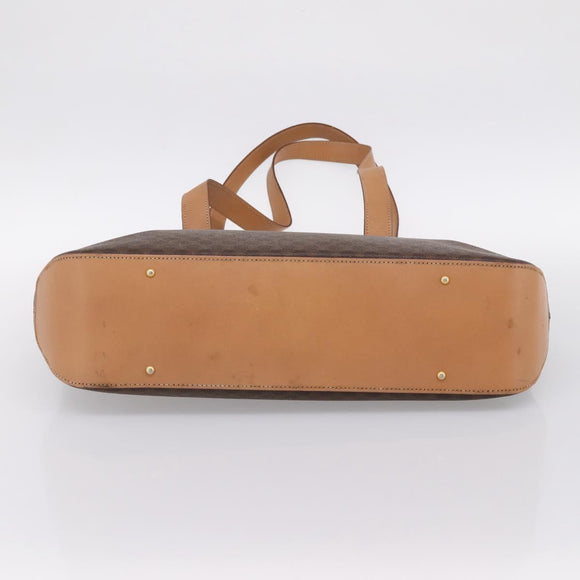 CELINE Macadam Canvas Tote Bag PVC Leather Brown Gold Auth am12286V