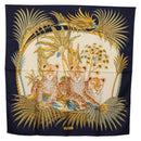 Salvatore Ferragamo Leopard Pattern Scarf Silk Navy White Auth am12287V-1
