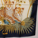Salvatore Ferragamo Leopard Pattern Scarf Silk Navy White Auth am12287V-10