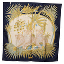 Salvatore Ferragamo Leopard Pattern Scarf Silk Navy White Auth am12287V-12