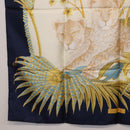 Salvatore Ferragamo Leopard Pattern Scarf Silk Navy White Auth am12287V-19
