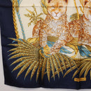 Salvatore Ferragamo Leopard Pattern Scarf Silk Navy White Auth am12287V-8