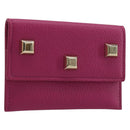 Salvatore Ferragamo Card Case Leather Pink Gold Tone Auth am12289M-1