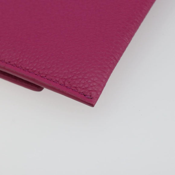 Salvatore Ferragamo Card Case Leather Pink Gold Tone Auth am12289M