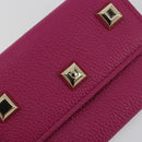 Salvatore Ferragamo Card Case Leather Pink Gold Tone Auth am12289M-17