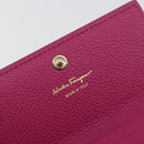 Salvatore Ferragamo Card Case Leather Pink Gold Tone Auth am12289M-19