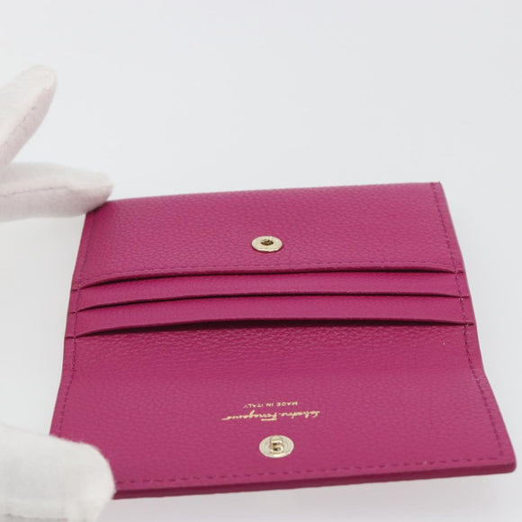 Salvatore Ferragamo Card Case Leather Pink Gold Tone Auth am12289M