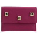Salvatore Ferragamo Card Case Leather Pink Gold Tone Auth am12289M-13