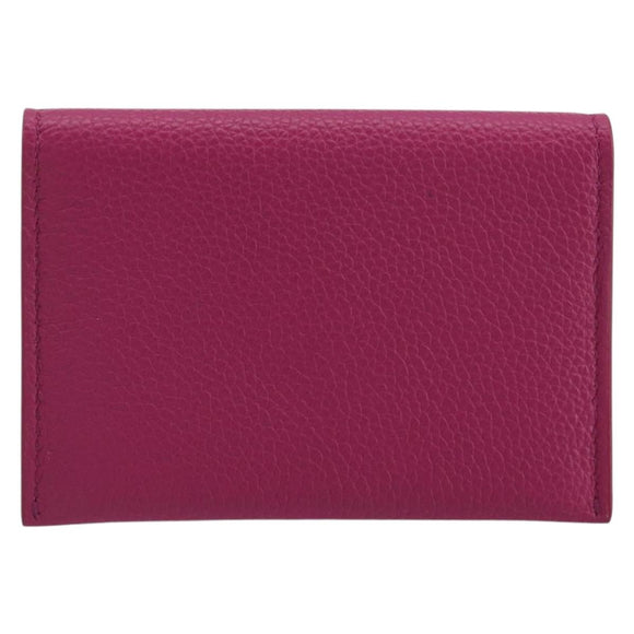 Salvatore Ferragamo Card Case Leather Pink Gold Tone Auth am12289M
