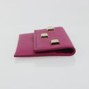 Salvatore Ferragamo Card Case Leather Pink Gold Tone Auth am12289M-3