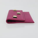 Salvatore Ferragamo Card Case Leather Pink Gold Tone Auth am12289M-4