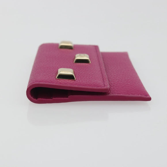 Salvatore Ferragamo Card Case Leather Pink Gold Tone Auth am12289M