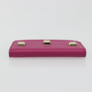 Salvatore Ferragamo Card Case Leather Pink Gold Tone Auth am12289M-5