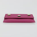 Salvatore Ferragamo Card Case Leather Pink Gold Tone Auth am12289M-6
