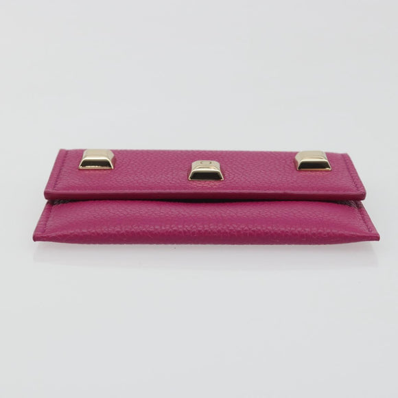 Salvatore Ferragamo Card Case Leather Pink Gold Tone Auth am12289M