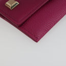Salvatore Ferragamo Card Case Leather Pink Gold Tone Auth am12289M-14